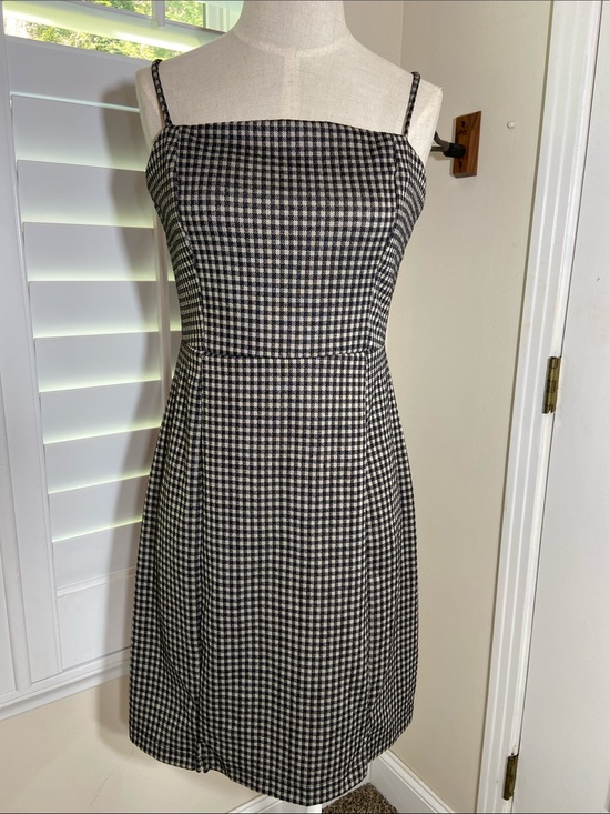 Dresses & Skirts - Altar'd State Black White Houndstooth Spaghetti Strap Mini Dress Sz L Mod Chic